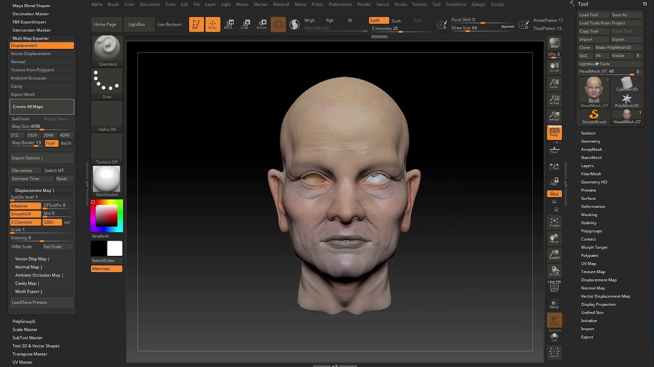 zbrush to maya displacement map