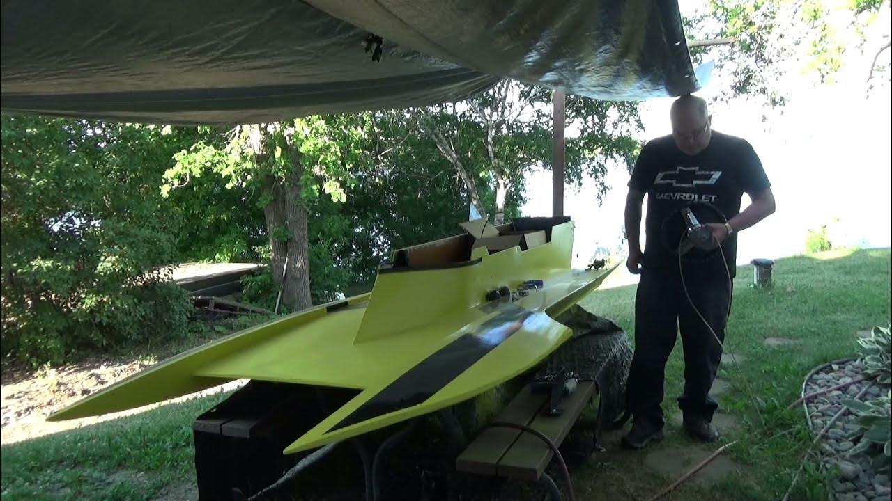EP7 pickle fork racing hydroplane boat refinish project YouTube