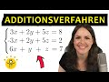 ADDITIONSVERFAHREN mit 3 Variablen – Gleichungssysteme lösen mit 3 Unbekannten, Gleichungen