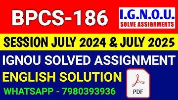 BPCS 186 solved assignment 2024-25 | BPCS 186 solved assignment 2025 | Ignou BPCS 186 in English