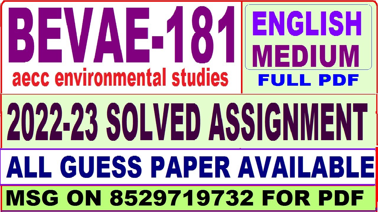 bevae 181 environmental studies assignment 2022