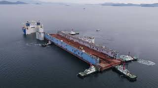 Milaha's new 230m long floating dock departing from Busan to Qatar