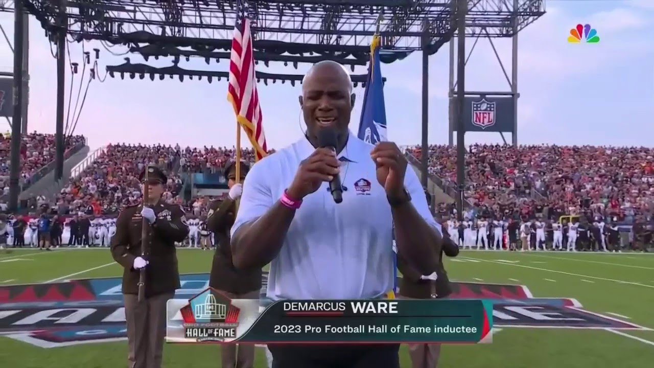 DeMarcus Ware sings USA National Anthem YouTube