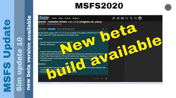 Flight Simulator 2020 - MSFS Update - Sim Update 10 - new beta version available