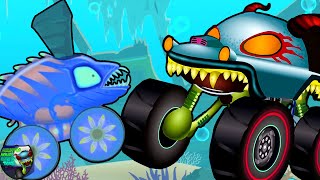 Monster Truck Underwater Chase Animated Cartoon Show for Kids by HHMT