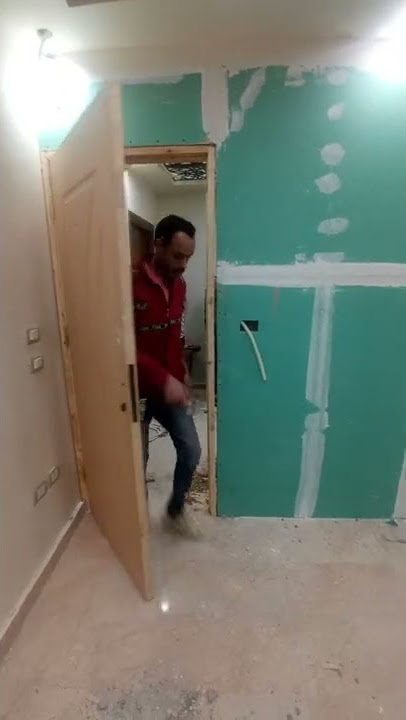 انشاء حائط فاصل بين غرفتين جبس بورد مع امكانية تركيب باب خشبي