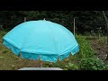 VINTAGE  MID CENTURY 1960'S FINKEL RETRO TILTING PATIO UMBRELLA TURQUOISE GREEN BLUE