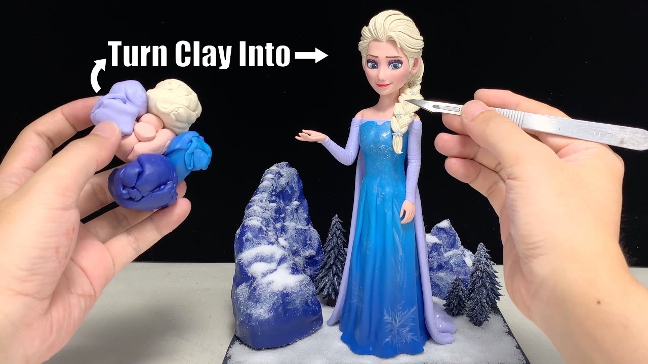 How to make Elsa (Frozen) sculpture from polymer clay, the full handmade process【Clay Artisan JAY】