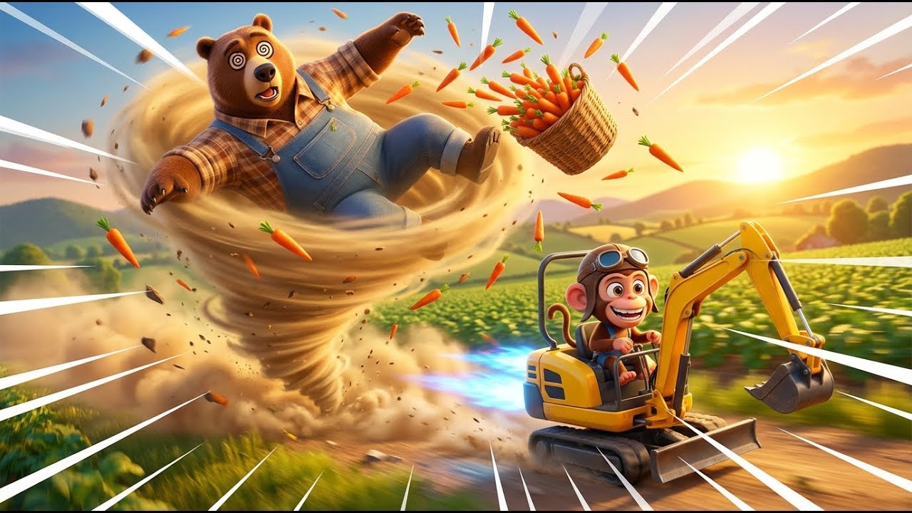 Monkey Digs Giant Carrot 🚜🥕 Amazing Excavator Farm Work