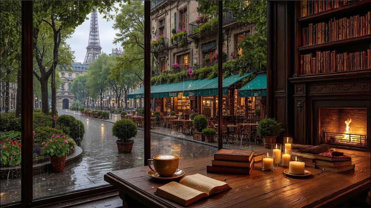 Cozy Coffee Shop Ambience on a Rainy May Morning 🌧️ Smooth Jazz Music ...