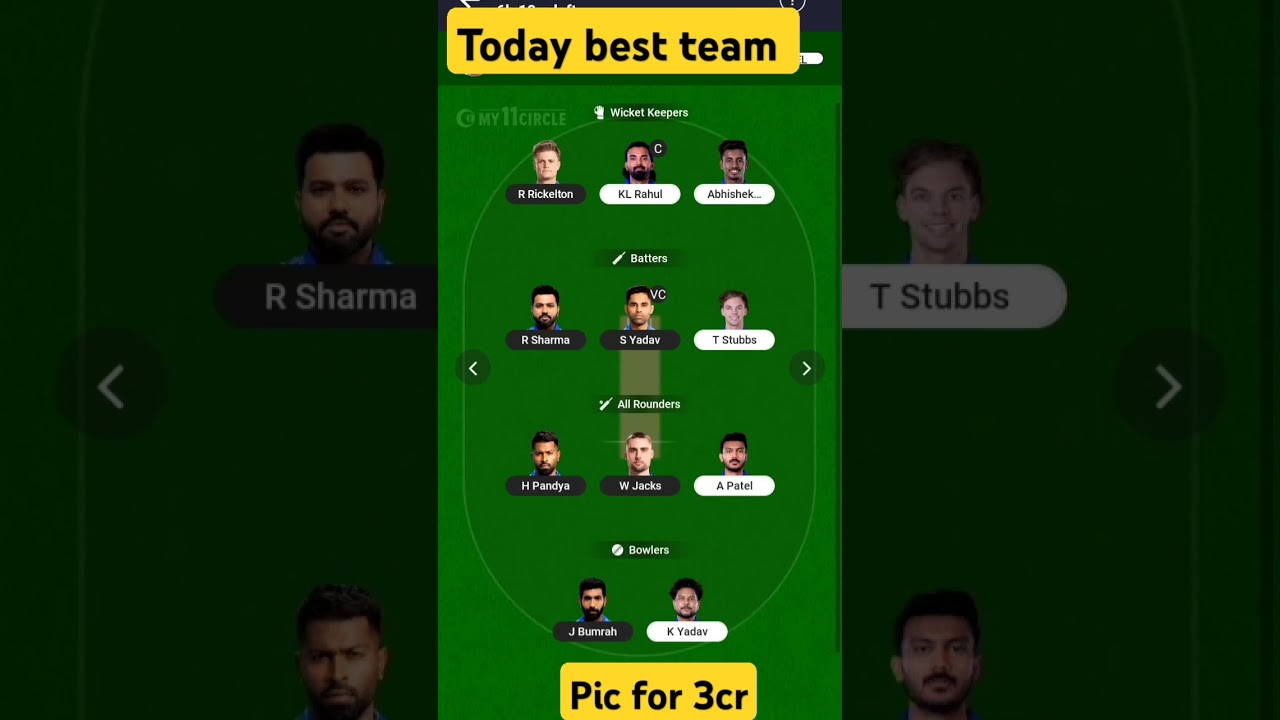 dc vs mi best team pick for 1cr 