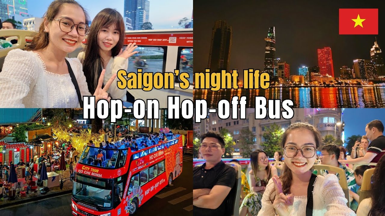 Saigon by Night on a Hop-On Hop-Off Bus 🇻🇳 | Vietnam Travel Vlog 