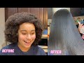 FROM CURLY TO STRAIGHT✨| Straightening Natural Hair Routine NO HEAT DAMAGE