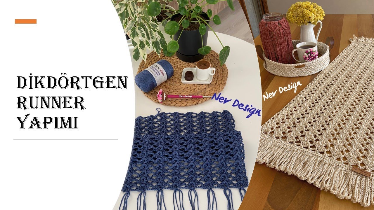 Dikdörtgen Runner İki Modelin yapılışı Tek VideodaTable Runner #crochet #handmade #runner #diy #örgü