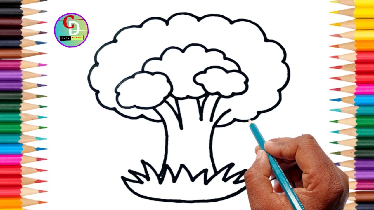 How to draw tree for kids || Easy Cute Tree drawing || @Cutedrawings01 ...
