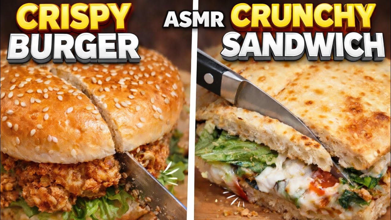 CRISPY Zinger Burger & CRUNCHY Mexican Sandwich Cutting ASMR 🍔🔪 No Talking| Juicy & Oddly Satisfying