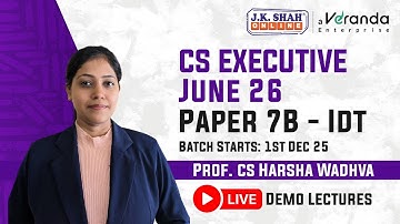 CS Executive June 26 II INDIRECT TAX II LIVE DEMO LECTURE #csatjkshahclasses