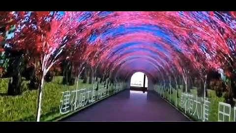 "Time Tunnel" of curved flexible LED video wall display