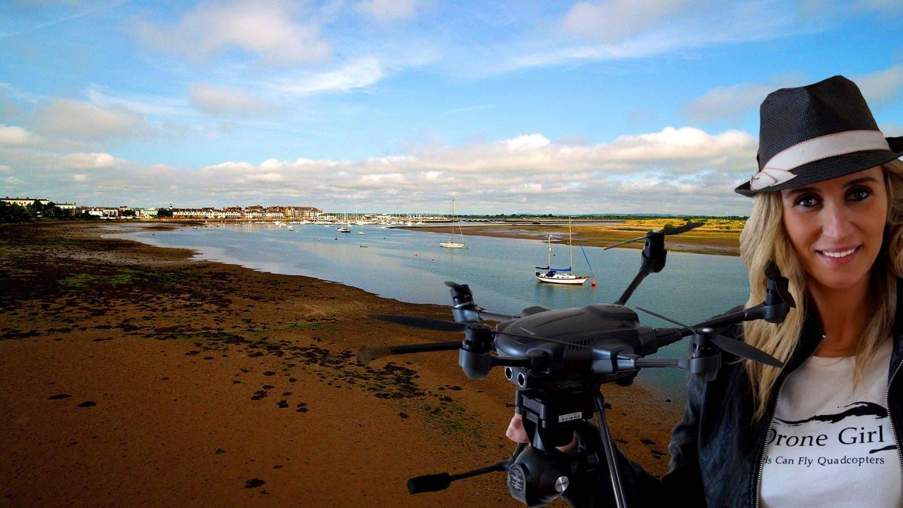 girls like you Yuneec Typhoon H first flight above water in Ireland by drone girl