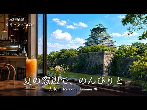 Japan Scenery BGM｜Osaka Castle & Hozenji Yokocho 🏯 Osaka Summer｜Relax, Work, Sleep 3H