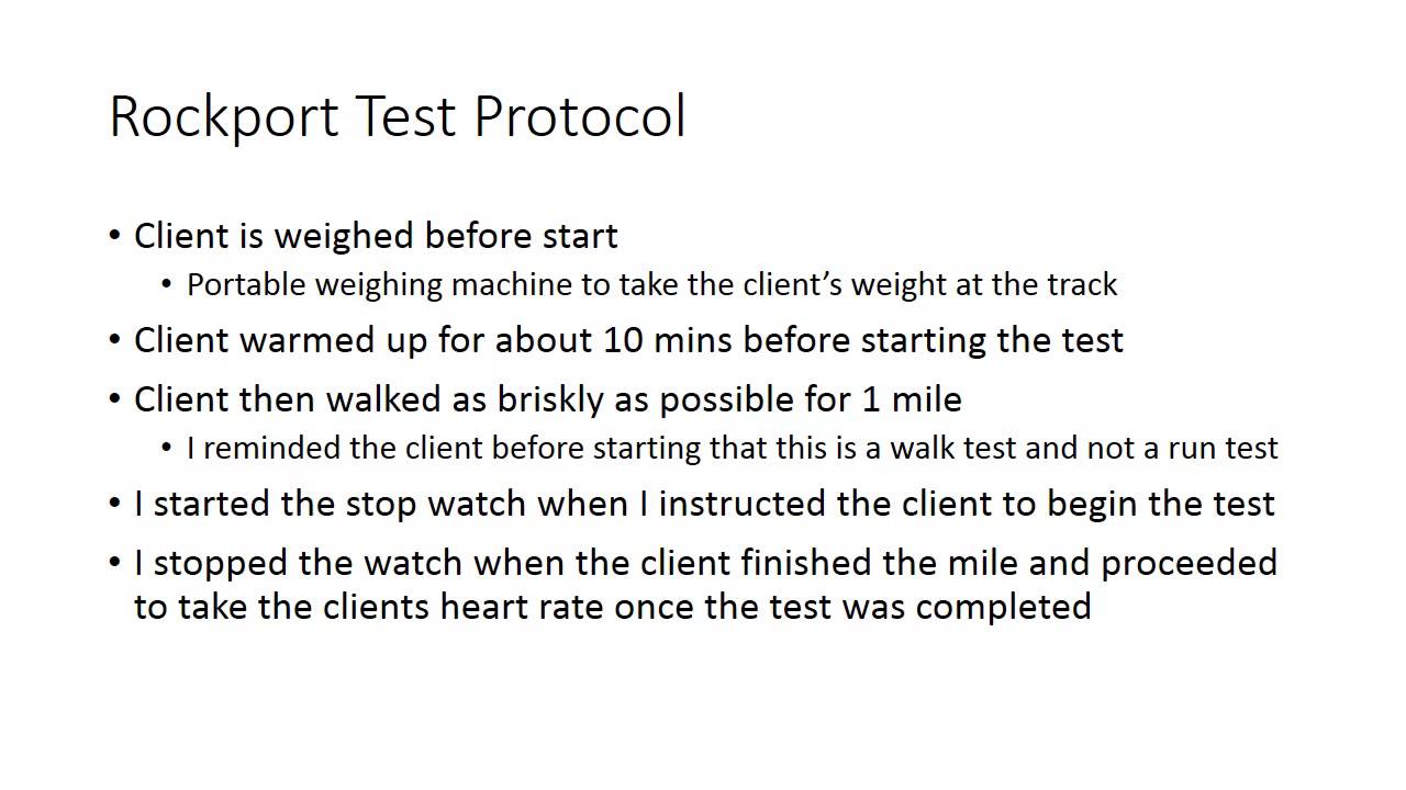 Rockport Walk Test Results Chart