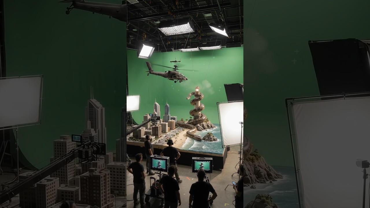 How monster movies are actually filmed! 🎥 Real or AI? 🤔​ #behindthescenes