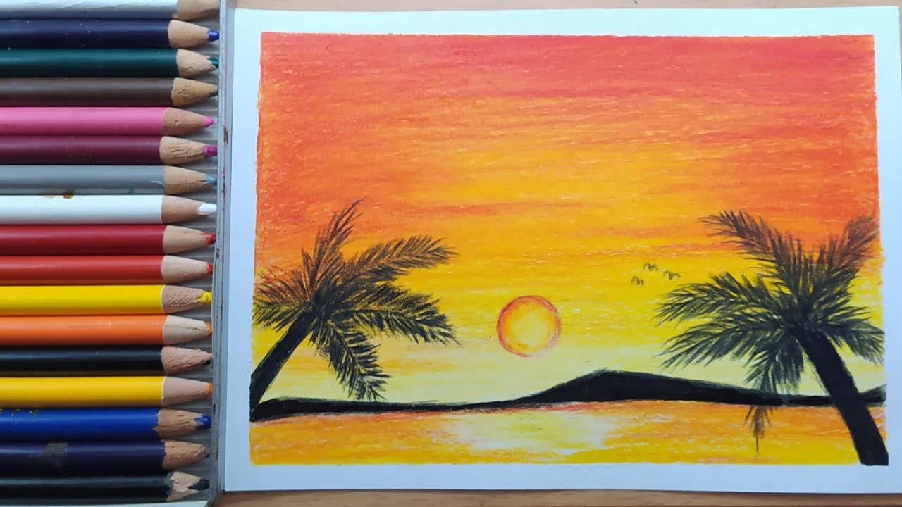 Simple Sunset Drawing Ideas With Color Pencil #01 - Youtube