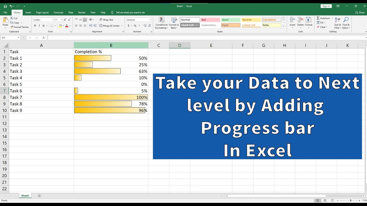 Add Progress Bar to your Data using Conditional Formatting in Microsoft ...