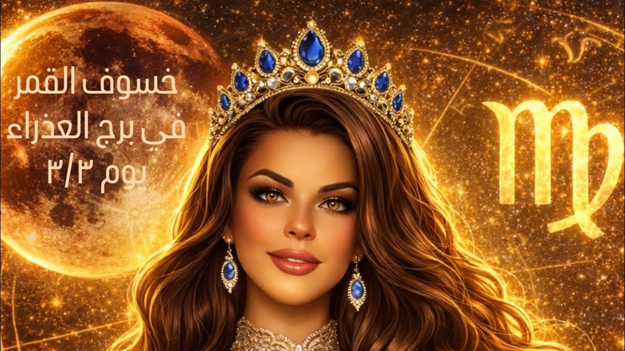 برج العذراء و خسوف القمر في برج العذراء يوم ٣/٣/٢٠٢٦ مع الملكة