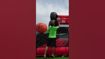 Come Shoot Hoops with Me! 🏀  #inflatable #slide #jump