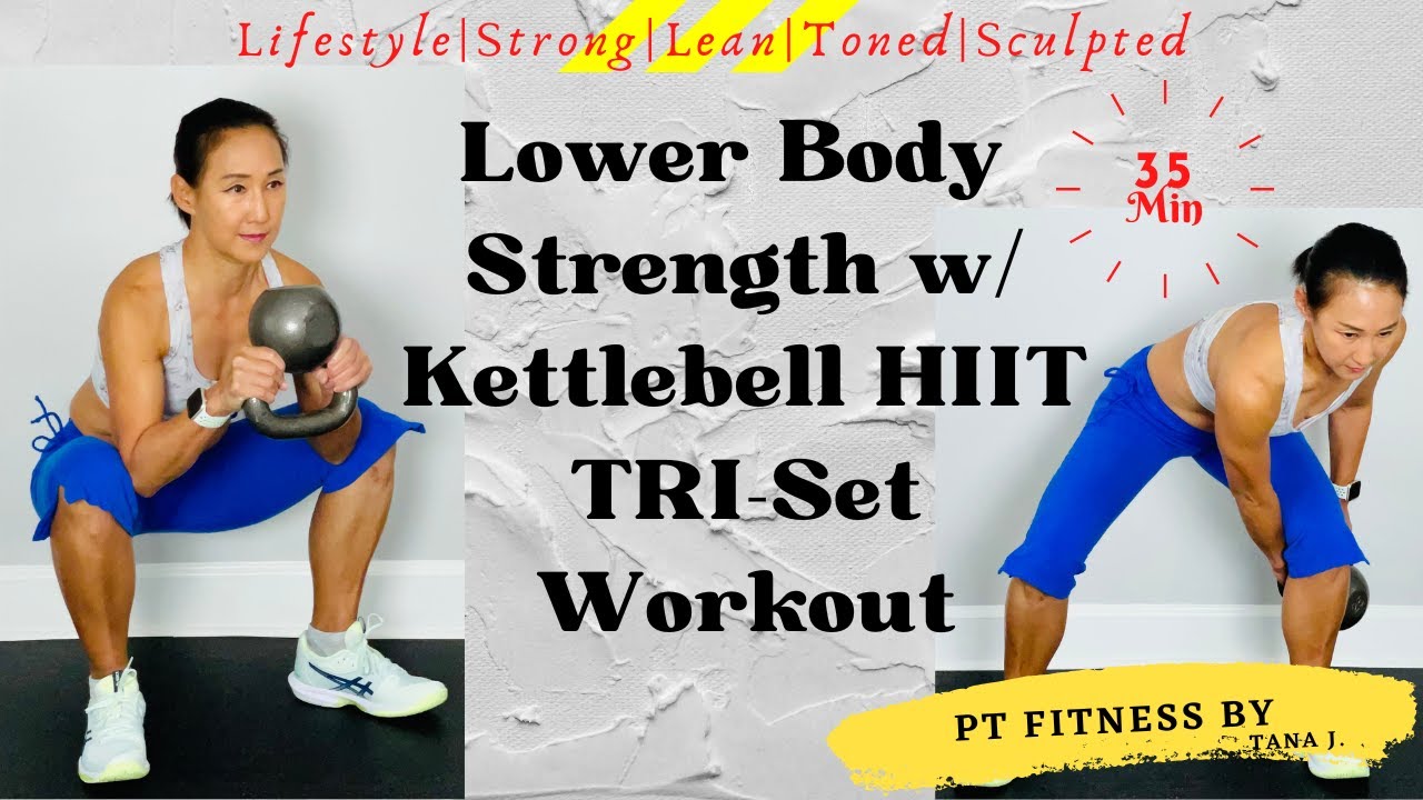 Lower Body Strength with Kettlebell HIIT TRI-SET Workout at Home - YouTube