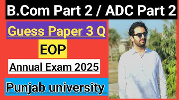 B.Com part 2 EOP prepare 3 questions as guess annual exam 2025 Punjab University.