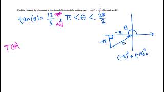 Trig: Finding all six trig functions for an angle in quadrant III