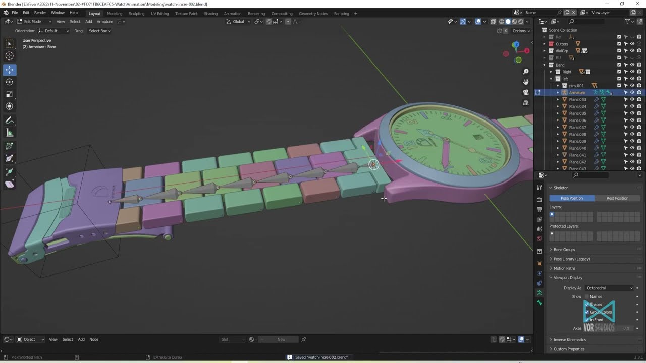 Watch Band Rigging in Blender. 