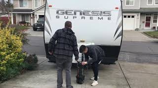 Using the Trailer Valet to Move my Toy Hauler up the Driveway