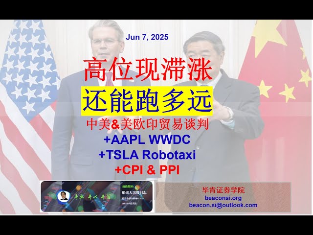 本周复盘：强势股高位滞涨，美股还能跑多远？苹果#AAPL#WWDC大会，特斯拉#TSLA#Robotaxi，两家落后股会如何走？
