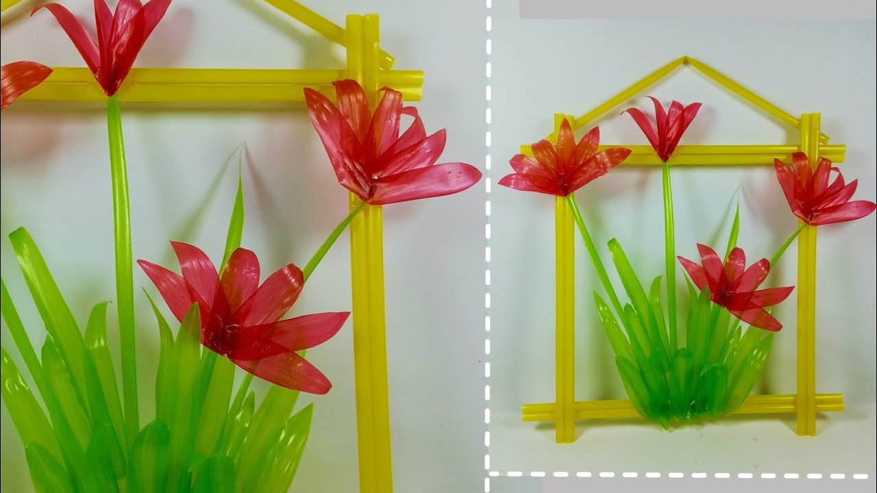 Membuat Hiasan dinding dari Sedotan / Bunga dari Sedotan Plastik |IDE Kerajinan dari Sedotan Plastik