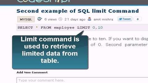 MySQL Tutorial : second example of limit command