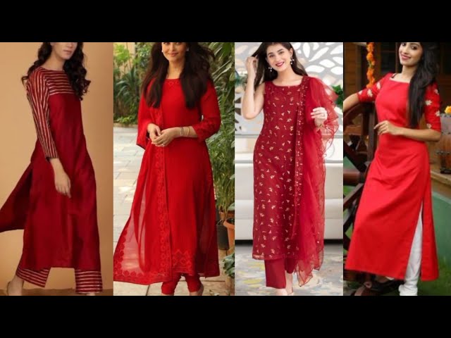 Festive Wear Red Beautiful Cotton Kurti For Women | Kurti designs, Designer  kurtis online, Festival wear