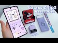 Accessories for Galaxy Z Flip3, Silicon cover with ring, sofa wireless charger + cute straps