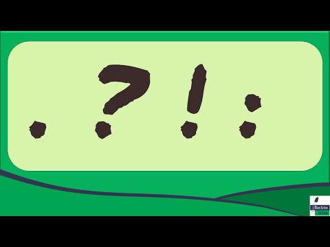 Punctuation marks: period, question mark, exclamation mark, question mark, colon