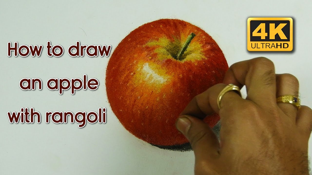 How to draw an apple with rangoli | realistic art | hyper realistic ...