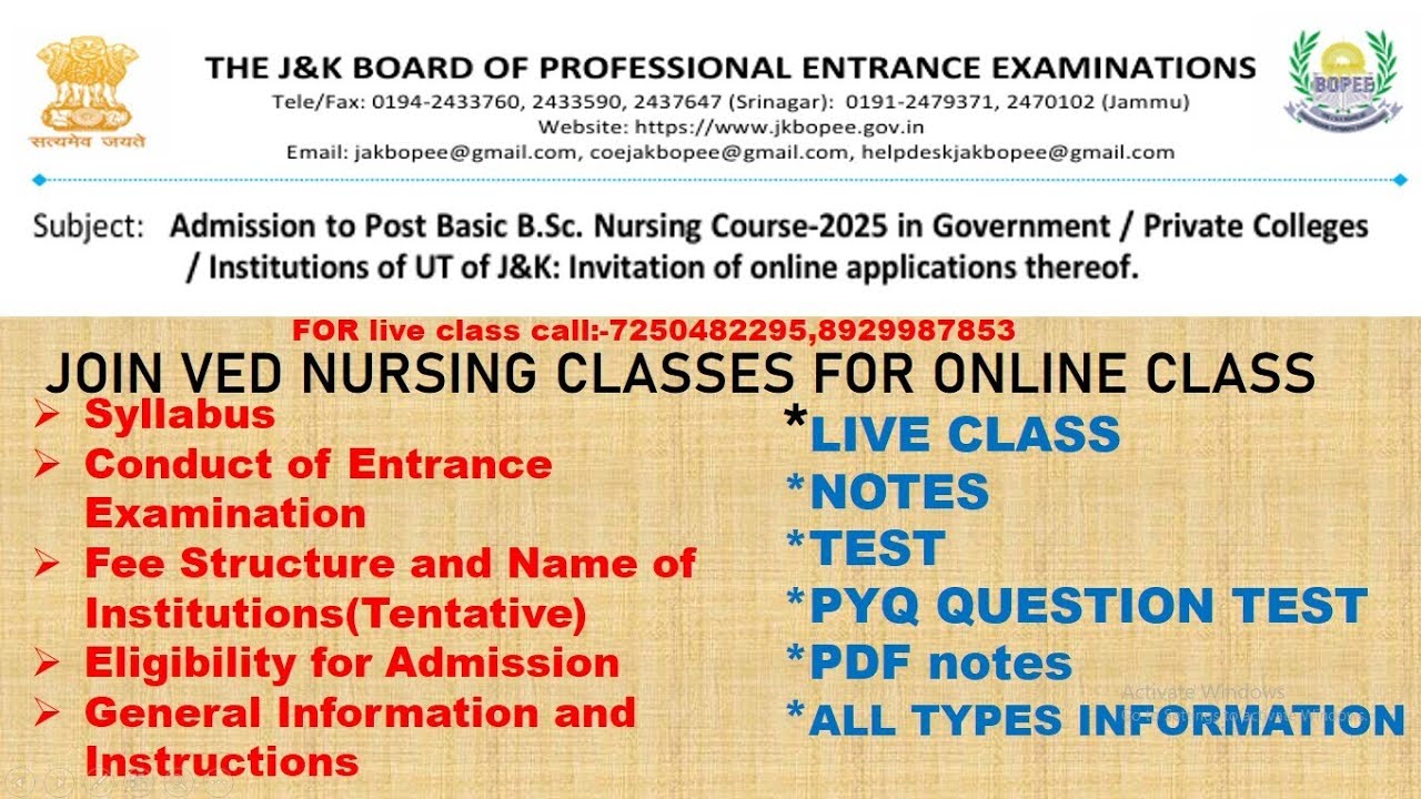 JKBPEE II Post Basic B.Sc Nursing Enterance Exam 2025 II syllabus ll ...