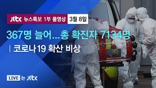 [코로나19 확산 비상] 367명 늘어…총 확진자 7134명 - 3월 8일 (일) 뉴스특보 1부 풀영상 / JTBC News