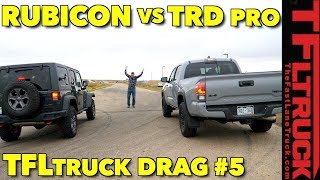 ( http://www.tfltruck.com ) this one is close! jeep wrangler rubicon
vs tacoma trd pro drag race. http://www.patreon.com/tflcar please
visit to support t...