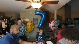 Birthday 7.  Just a fun little home party with the in-laws being face timed.