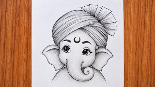 Cute Baby Ganesha Drawing ✨ | Easy Ganpati Bappa Pencil Sketch | Step by Step Drawing