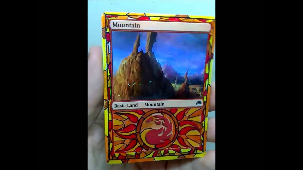 MTG Altered Art Foil Mountain 1   Stained Glass style