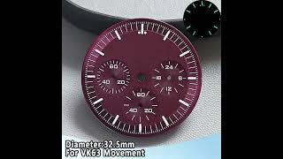 32.5mm VK63 Dial C3 Green Luminous Chronograph Dial For VK6