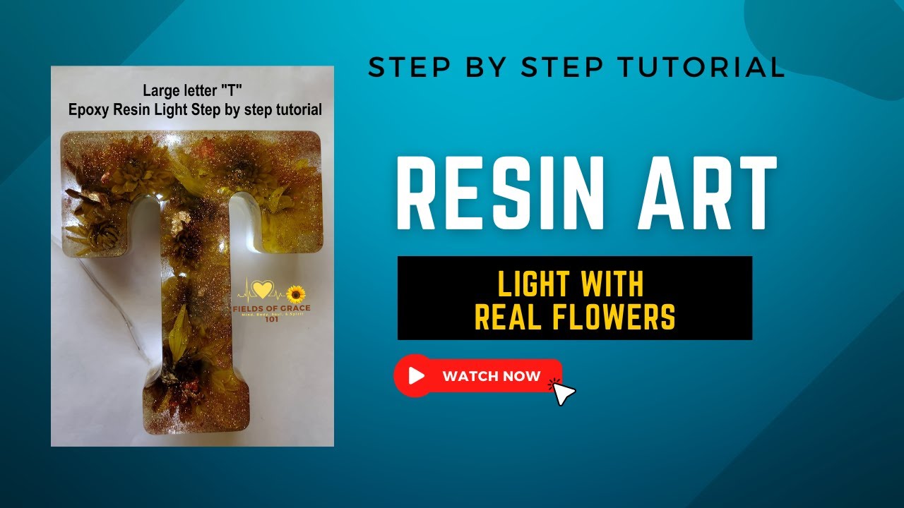 Large letter "T" Epoxy Resin light with live flowersLarge Letter Resin light with Real Flowers